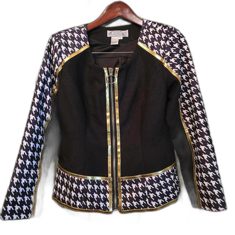 Dorinda Clark-Cole Rose Collection Black and Houndstooth Jacket - Size 8